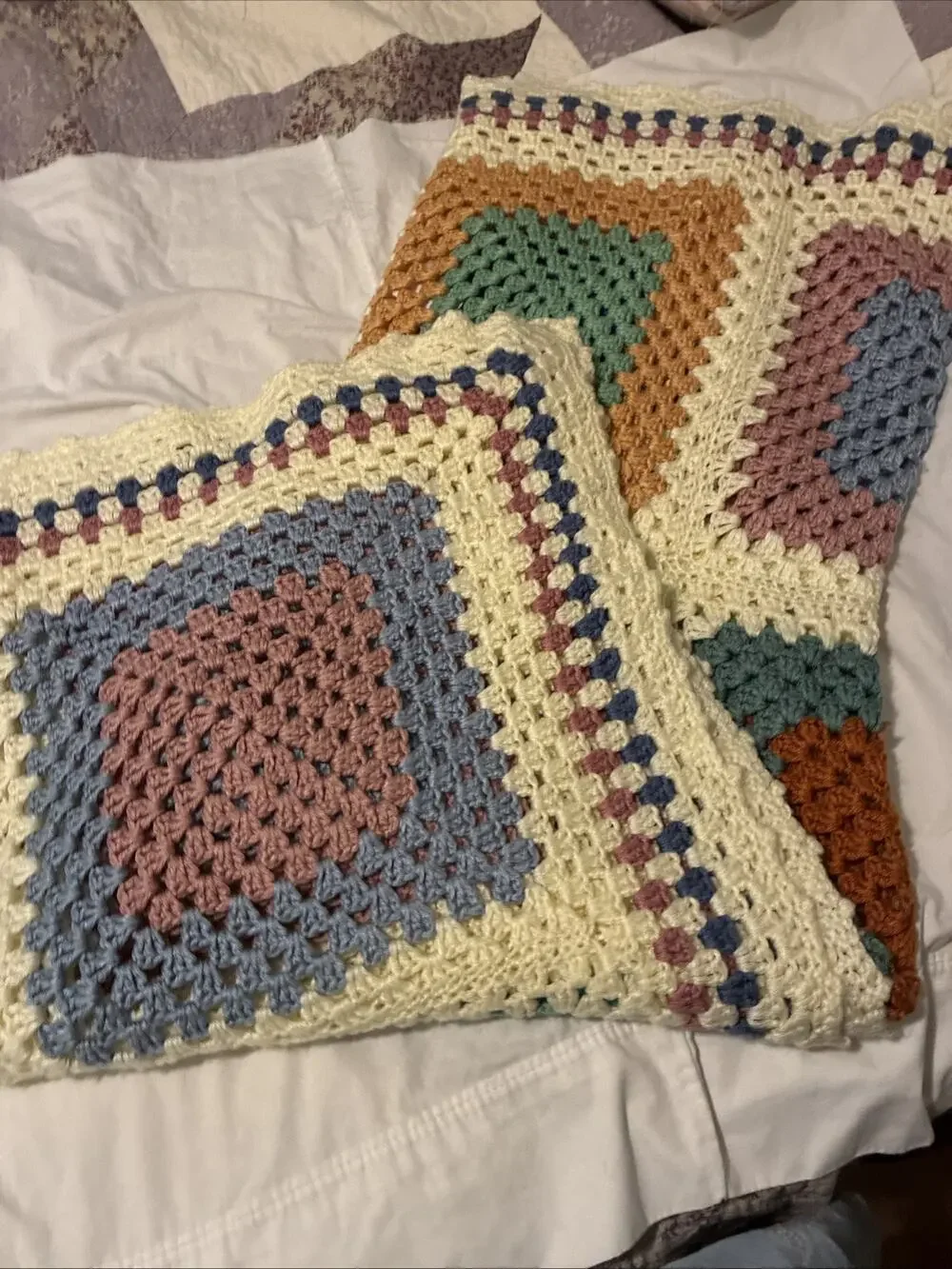 handmade crochet Granny Square afghan / throw blanket